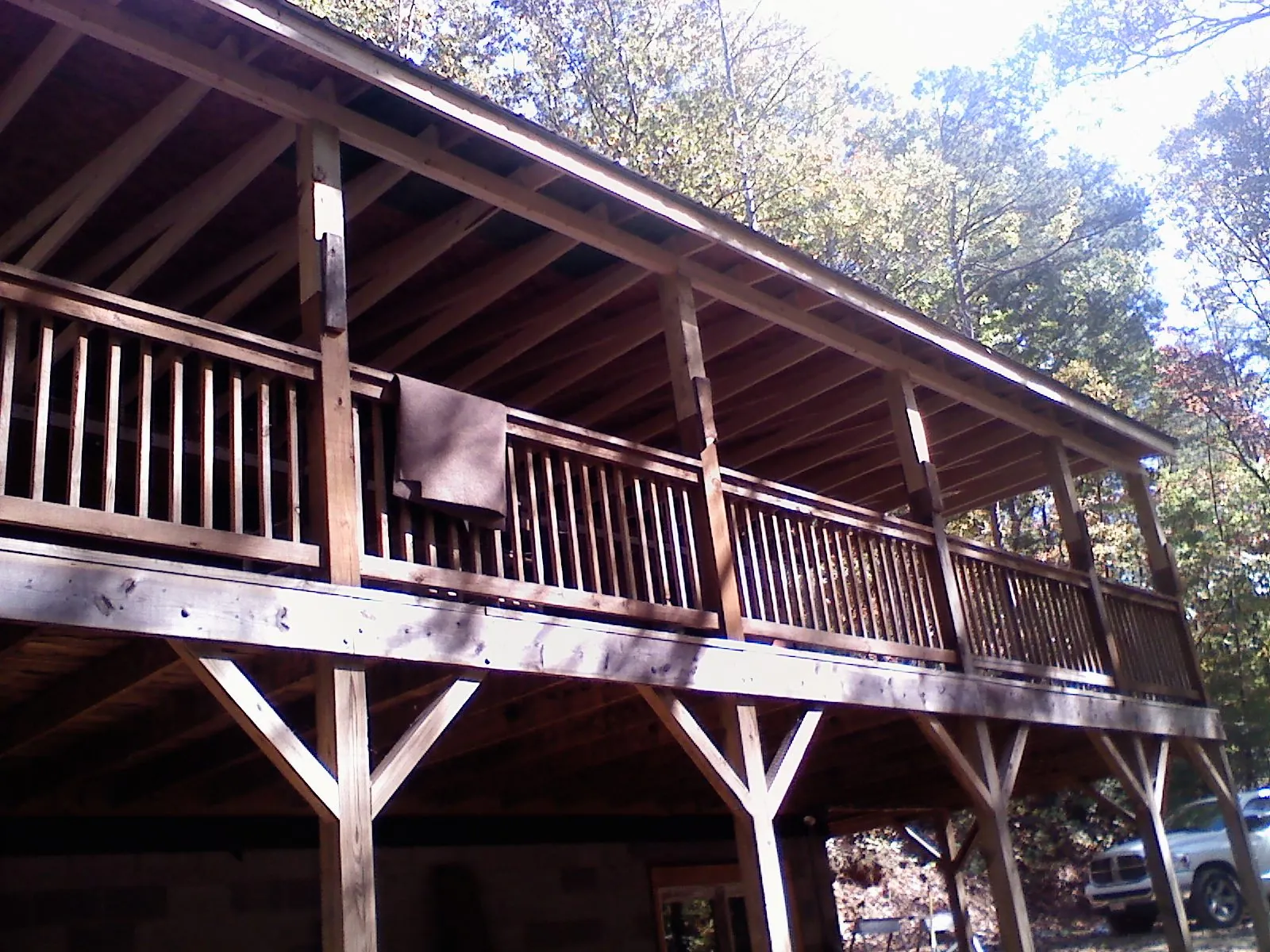 Timber framing under a new elevated porch and deck — Roof Leak Repair in Myerstown by Roofing Brothers